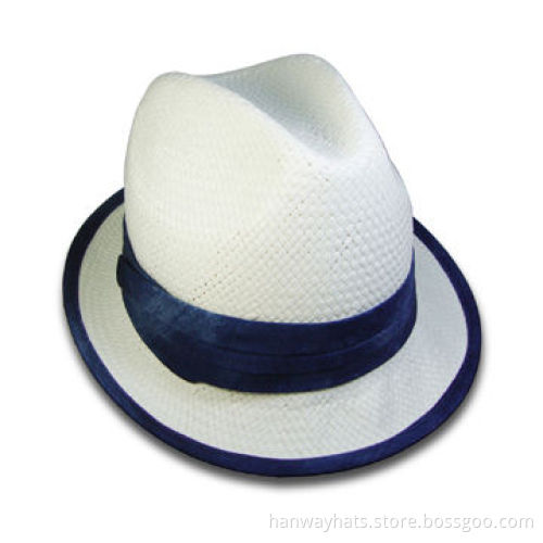 Women's Paper Straw Hat Fedora, Pleated Band, Available in Various Colors